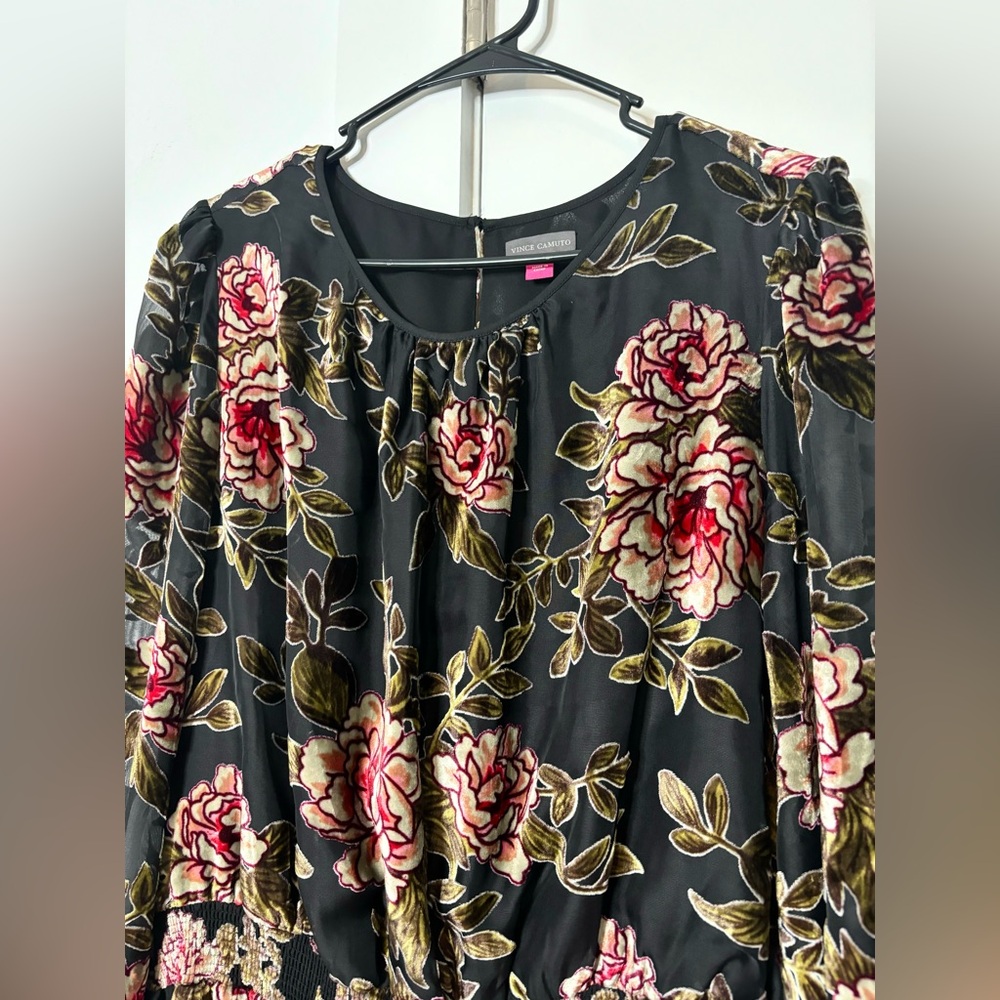 Vince Camuto Black Floral Long Sleeve Dress - Picture 8 of 10